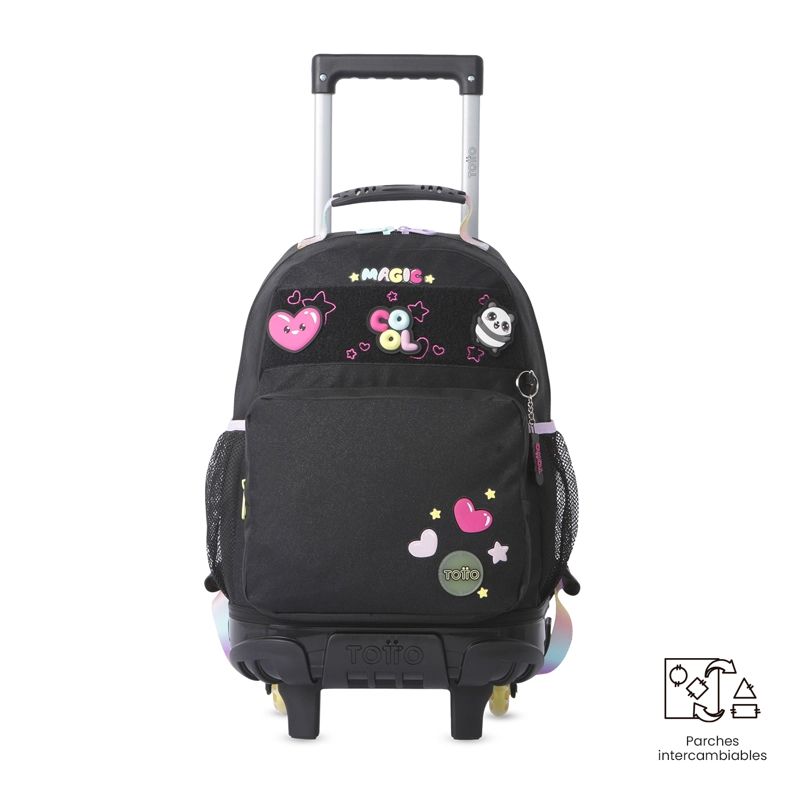 MOCHILA PARA NIÑA CON RUEDAS GLOWING BLACK MEDIANO NEGRO - 1