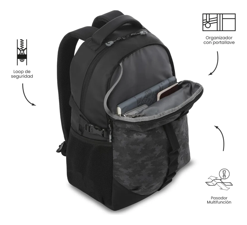 MOCHILA UNIVERSITARIA BREMEN PORTA PC 15  NEGRO HOMBRE - 6