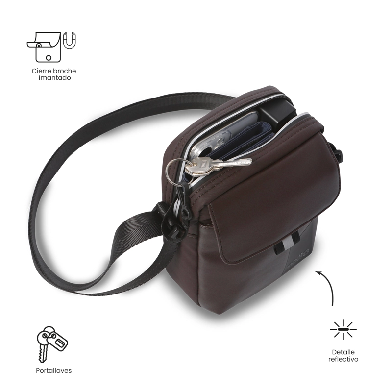 BOLSO PARA HOMBRE BOLDER TIPO CROSSBODY PEQUEÑO CAFE - 4