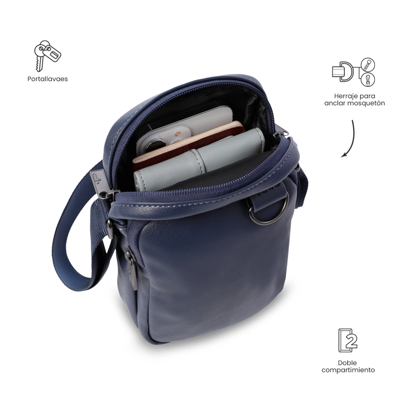 BOLSO PARA HOMBRE INDI TIPO CROSSBODY PEQUEÑO AZUL - 4