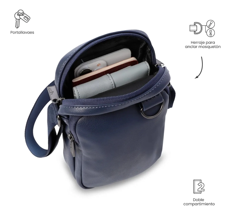 BOLSO PARA HOMBRE INDI TIPO CROSSBODY PEQUEÑO AZUL - 5