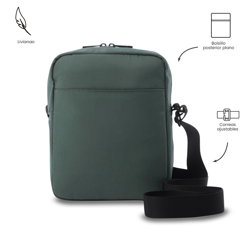 BOLSO PARA HOMBRE DRILL TIPO CROSSBODY PEQUEÑO VERDE - 3