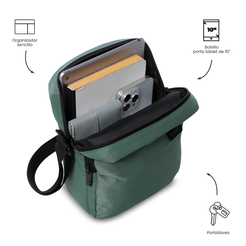 BOLSO PARA HOMBRE DRILL TIPO CROSSBODY PEQUEÑO VERDE - 4