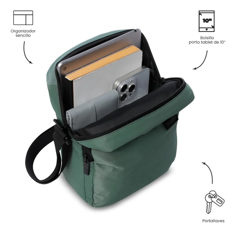BOLSO PARA HOMBRE DRILL TIPO CROSSBODY PEQUEÑO VERDE - 5