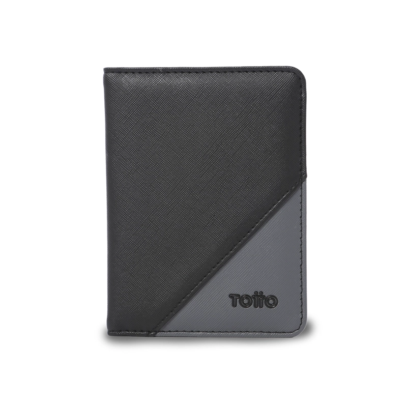 PORTAPASAPORTE ARON COLOR NEGRO/GRIS PEQUEÑO - 1