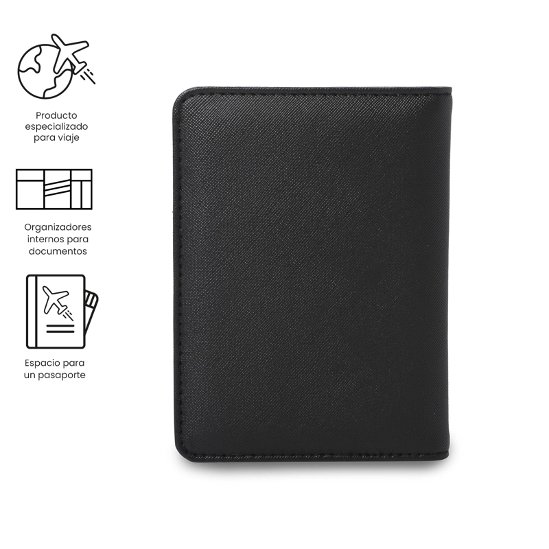PORTAPASAPORTE ARON COLOR NEGRO/GRIS PEQUEÑO - 4