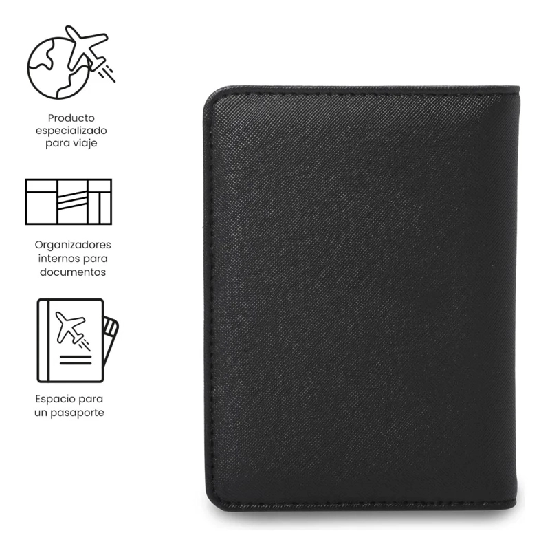 PORTAPASAPORTE ARON COLOR NEGRO/GRIS PEQUEÑO - 5