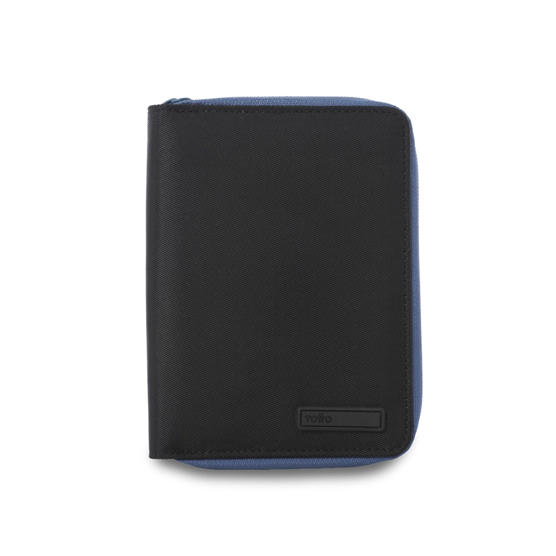 PORTAPASAPORTE ASTURI COLOR NEGRO/AZUL PEQUEÑO - 1