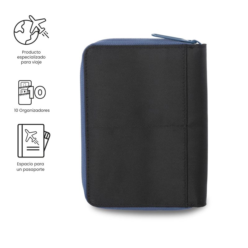 PORTAPASAPORTE ASTURI COLOR NEGRO/AZUL PEQUEÑO - 4