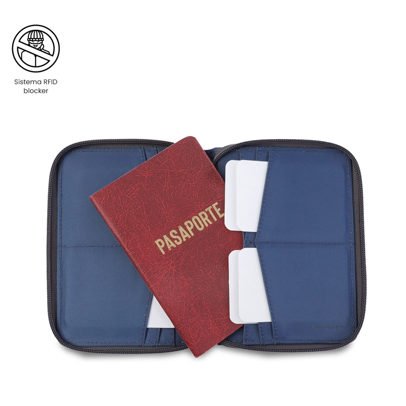 PORTAPASAPORTE ASTURI COLOR AZUL/GRIS PEQUEÑO - 3