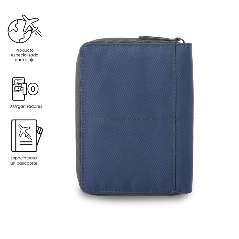 PORTAPASAPORTE ASTURI COLOR AZUL/GRIS PEQUEÑO - 4