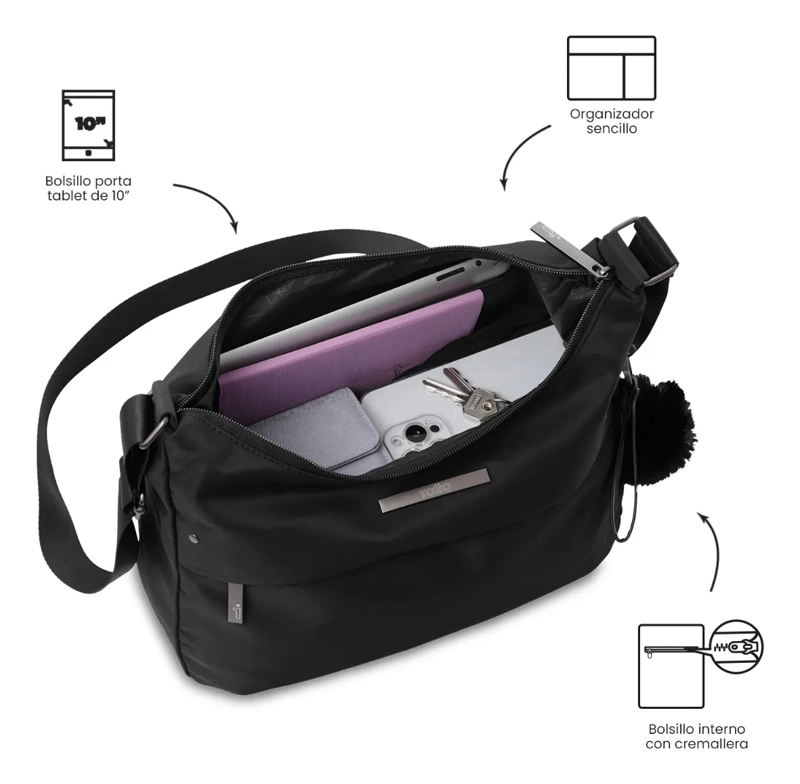 BOLSO PARA MUJER ADELAIDE 1 2.0 TIPO CROSSBODY MEDIANO NEGRO - 5