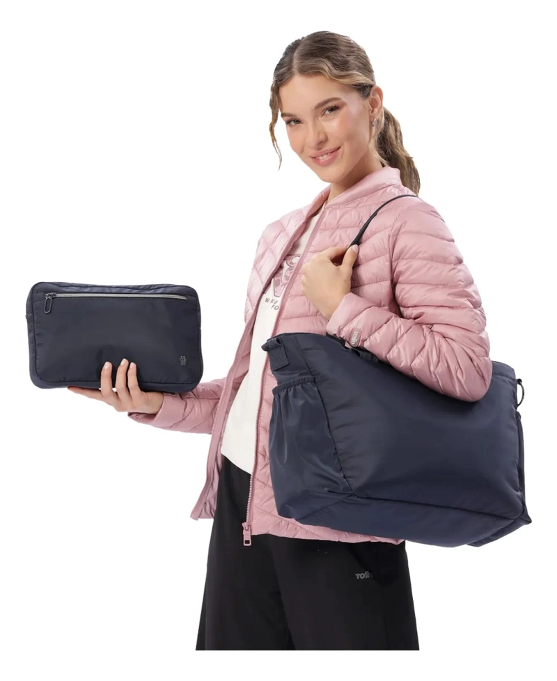 TOTE BAG PARA MUJER SET X2 BRASIL PORTA PC 15  AZUL - 5