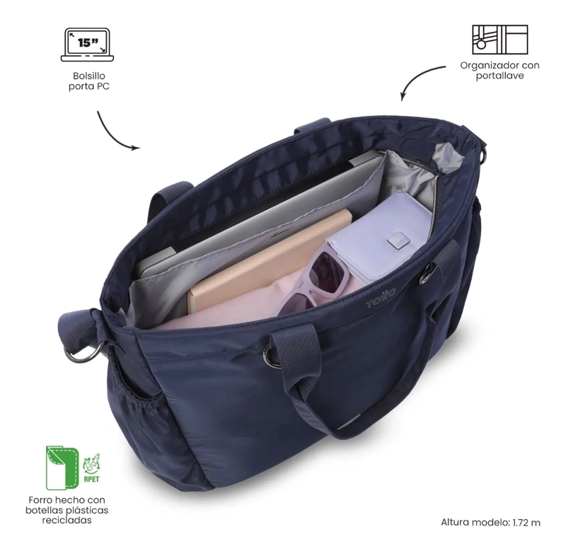 TOTE BAG PARA MUJER SET X2 BRASIL PORTA PC 15  AZUL - 6