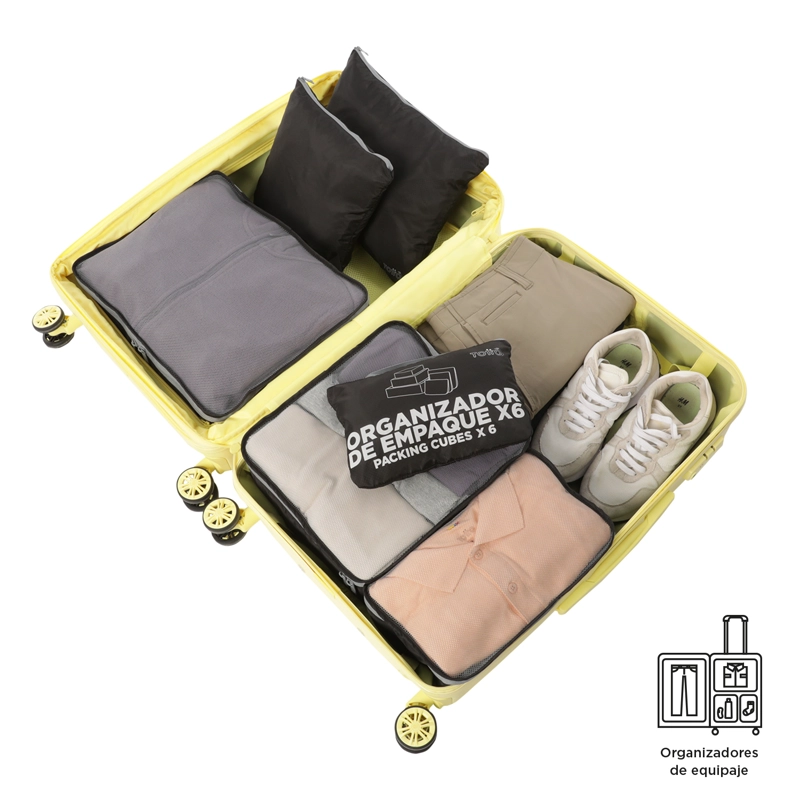 ORGANIZADOR DE VIAJE PACKING CUBE X 6 NEGRO - 5
