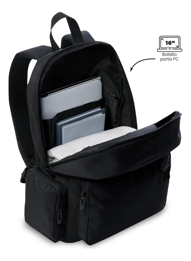 MOCHILA UNIVERSITARIO KOBE PORTA PC 16  NEGRO UNISEX - 5