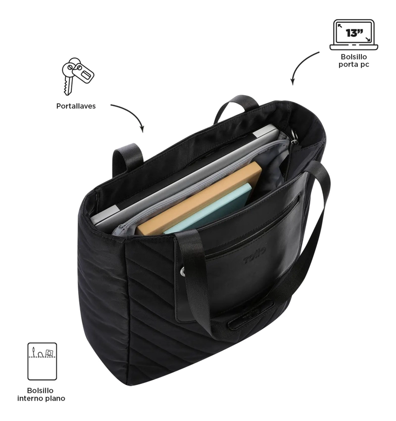 CARTERA TOTE PARA MUJER MALAWI NOTEBOOK 13  NEGRO TOTTO - 5