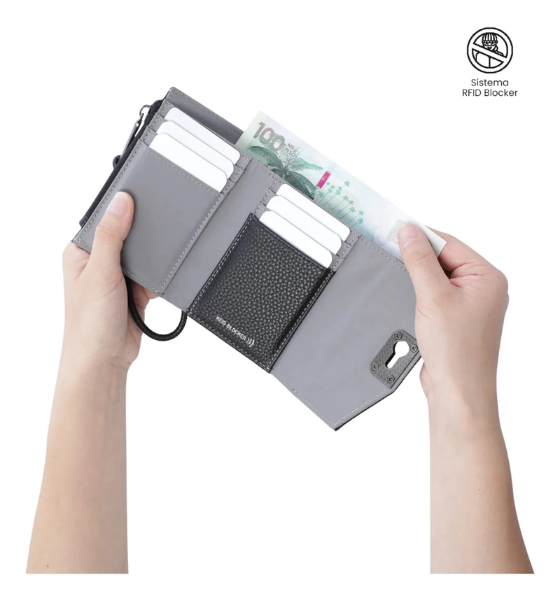 BILLETERA MUJER SMOOTH PEQUEÑA CON RFID BLOCKER NEGRA - 3