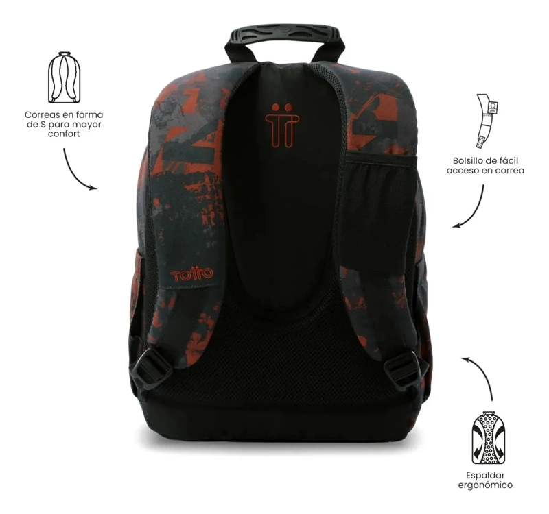 MOCHILA JUVENIL PORTA PC 13  GOMMAS NEGRO - 4