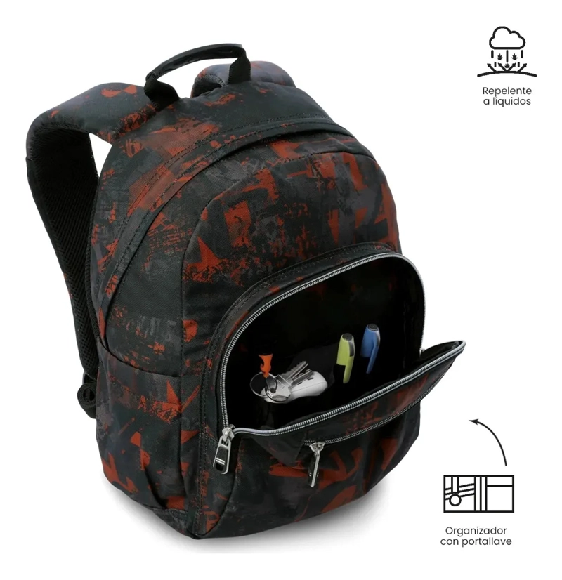 MOCHILA JUVENIL PORTA PC 13  GOMMAS NEGRO - 6