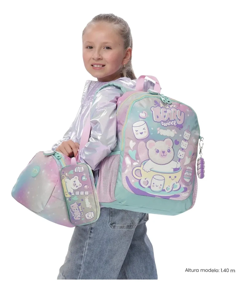 PACK ESCOLAR NIÑA X3 MORRAL +LONCHERA+MULTIUSO MELLOW GRIS - 2