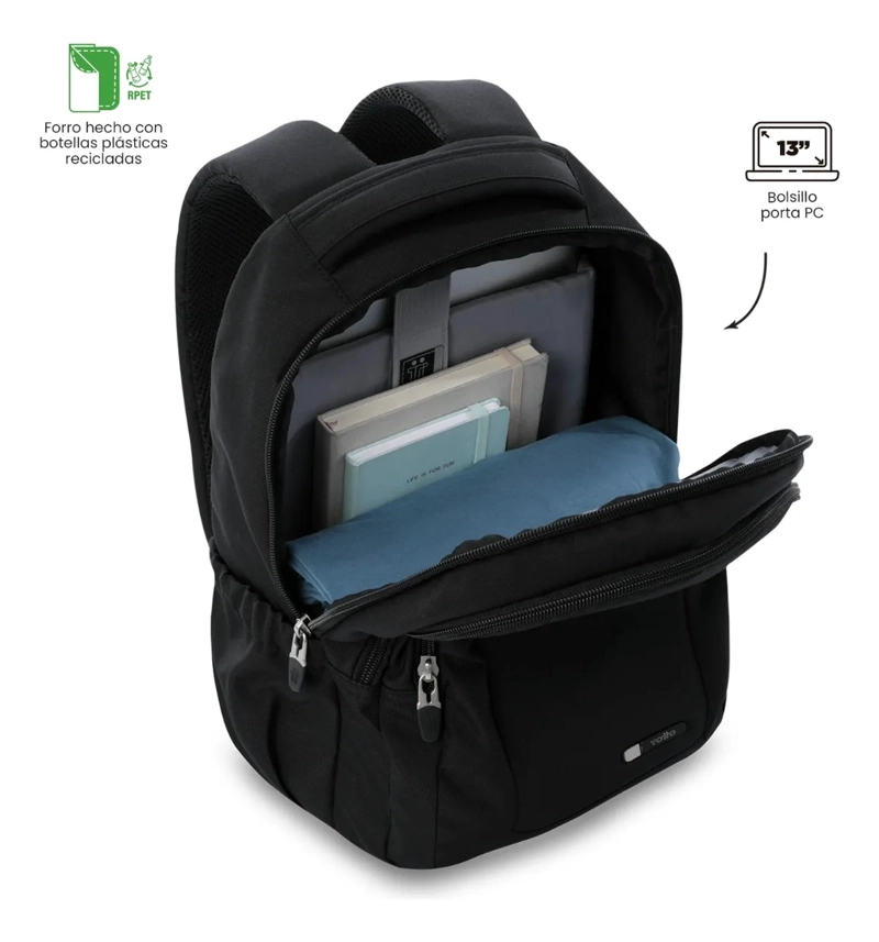 MOCHILA UNIVERSITARIO PORTA PC 13  TAMULO 2.0 NEGRO UNISEX - 5