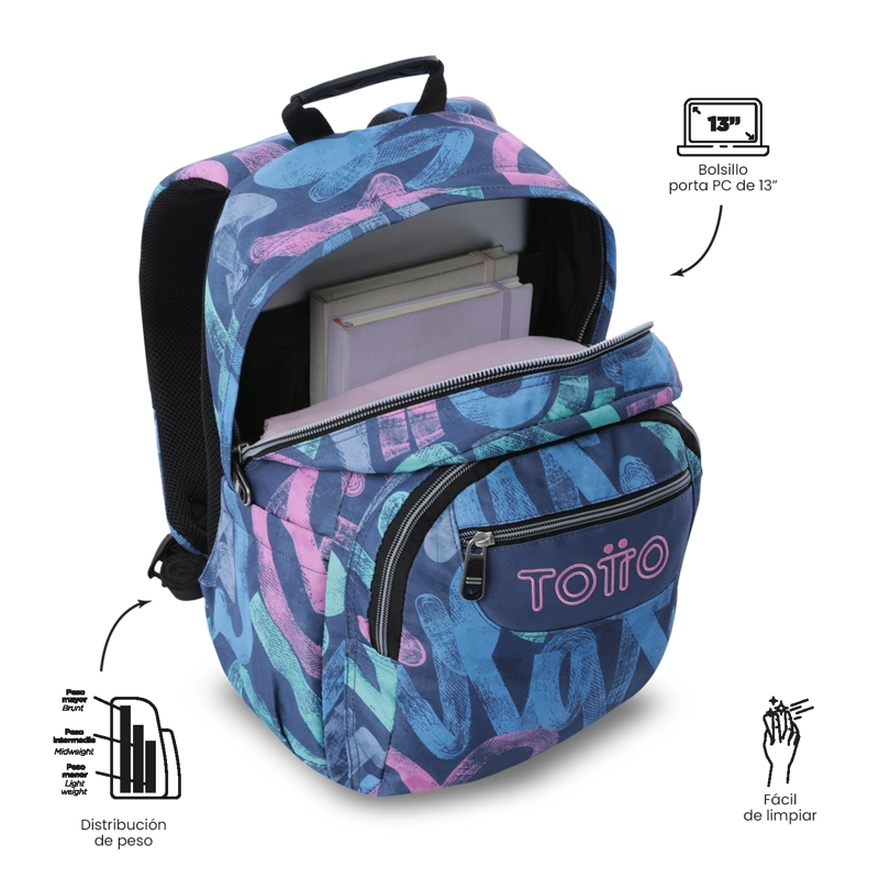 MOCHILA JUVENIL PORTA PC 13' GOMMAS AZUL - 5