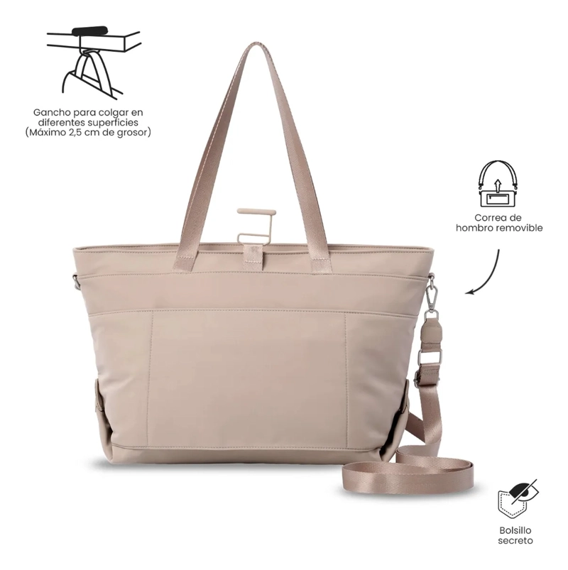 TOTE BAG PARA MUJER MADRID PORTA PC 15  GRANDE BEIGE - 4