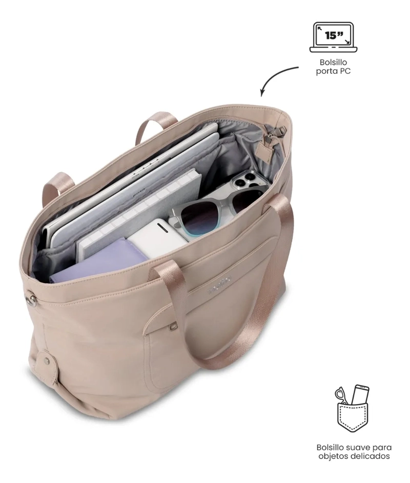 TOTE BAG PARA MUJER MADRID PORTA PC 15  GRANDE BEIGE - 5