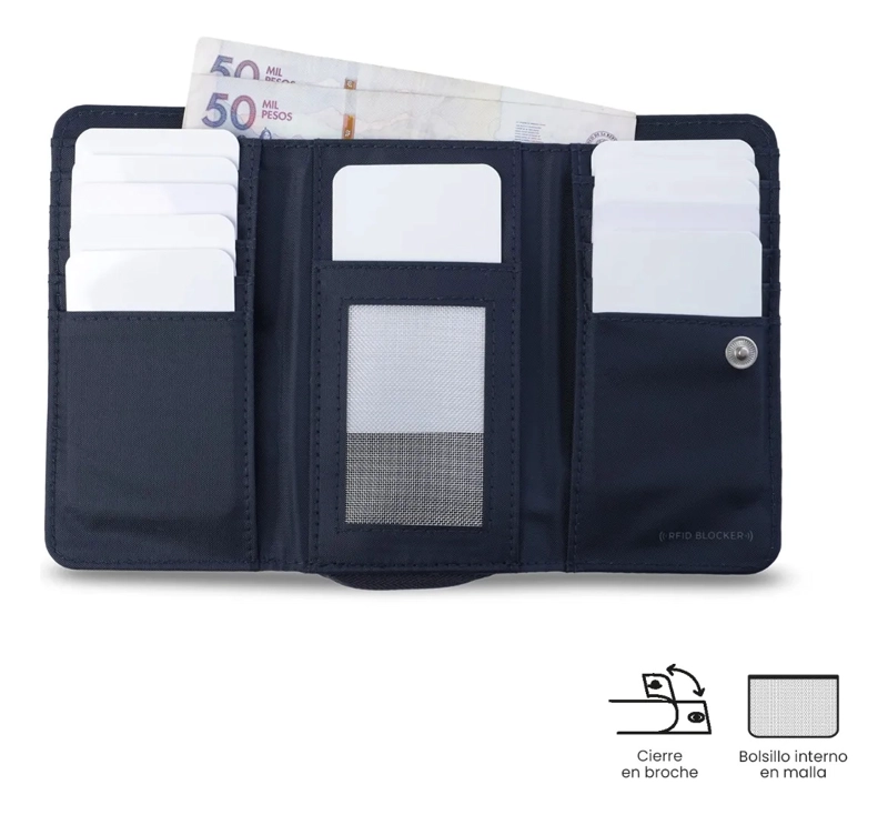 BILLETERA TEXTURE VAR CON RFID BLOCKER AZUL - 4