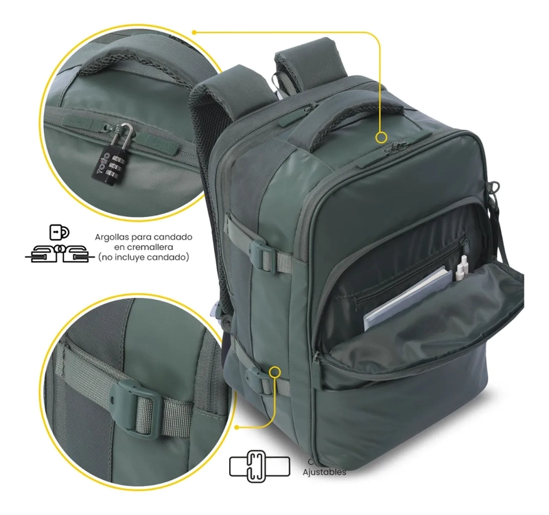 MOCHILA MULTIFUNCIONAL DE VIAJE MEDIANO TRIP VERDE - 7