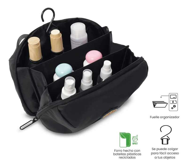 ORGANIZADOR DE BAÑO PARA VIAJE REAL MADRID NEGRO - 4