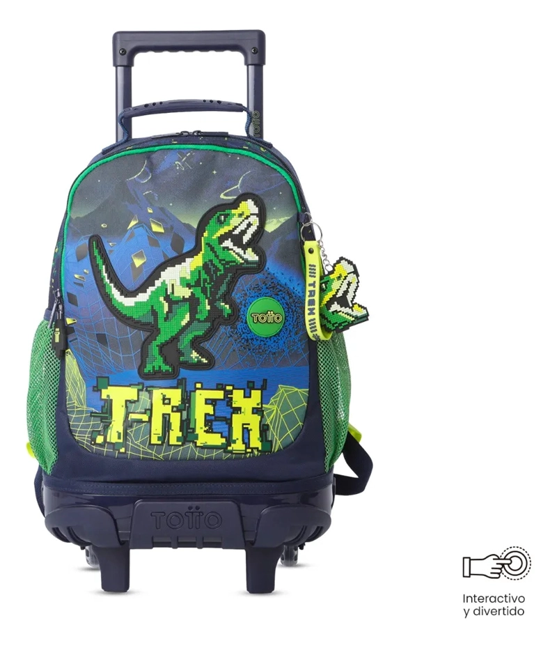 MOCHILA PARA NIÑO CON RUEDAS DIGISAURIO MEDIANO AZUL - 1