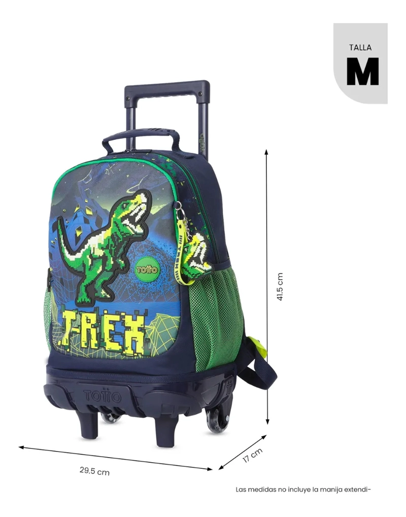 MOCHILA PARA NIÑO CON RUEDAS DIGISAURIO MEDIANO AZUL - 3