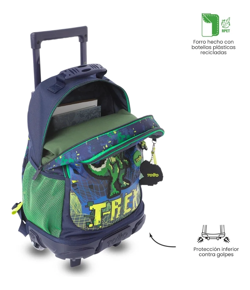 MOCHILA PARA NIÑO CON RUEDAS DIGISAURIO MEDIANO AZUL - 5