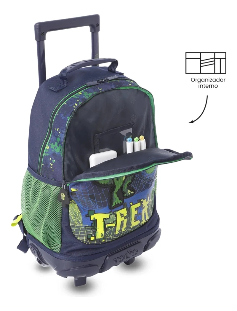 MOCHILA PARA NIÑO CON RUEDAS DIGISAURIO MEDIANO AZUL - 6
