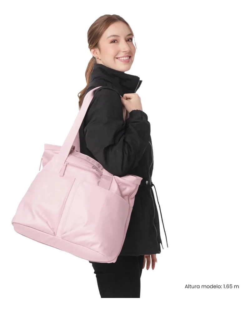 SHOPPING BAG GRANDE PARA MUJER CRESA PORTA PC 14  ROSADO - 2