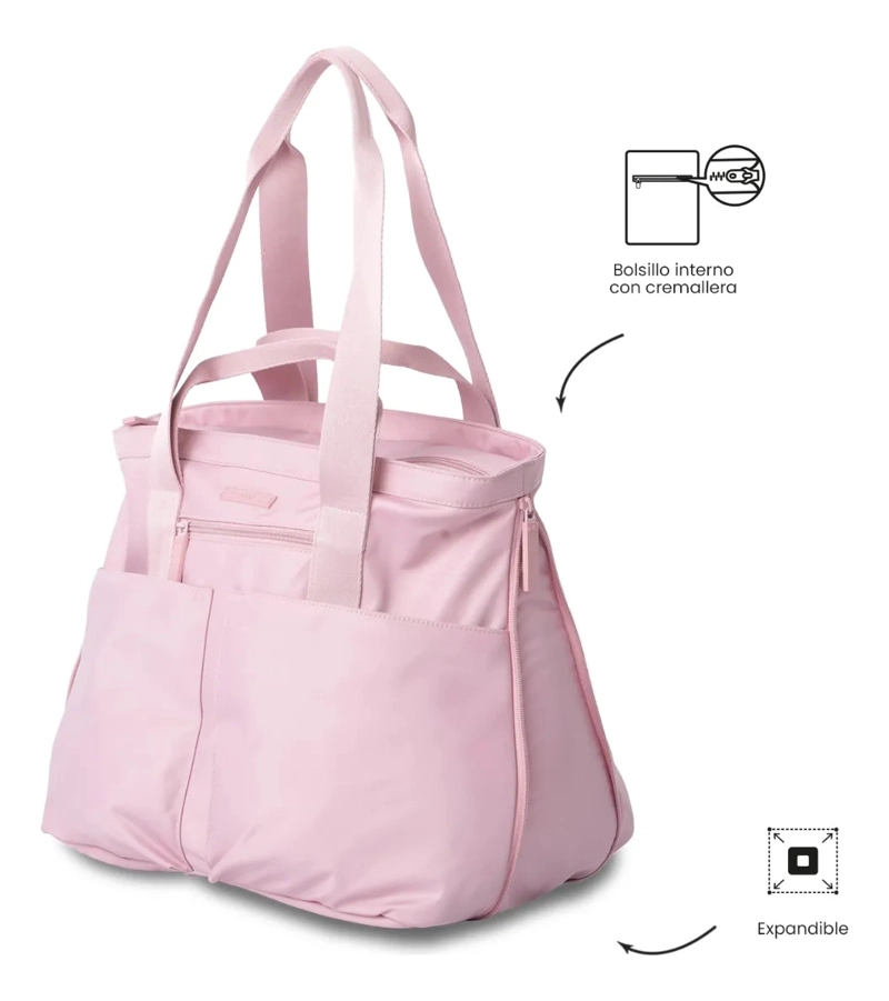 SHOPPING BAG GRANDE PARA MUJER CRESA PORTA PC 14  ROSADO - 5