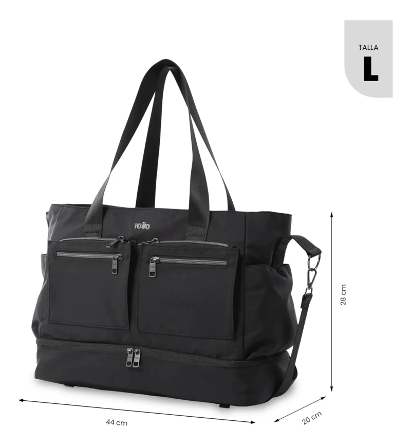 BOLSO PARA MUJER MAXI TOTE GRANDE PORTA PC 16  NEGRO - 3