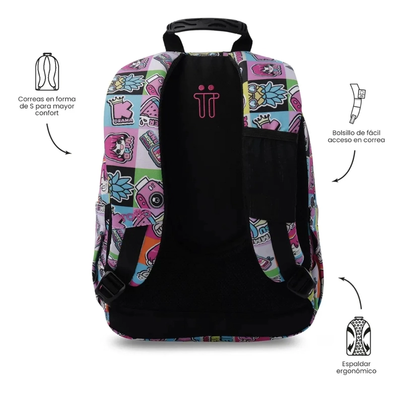 MOCHILA JUVENIL PORTA PC 13  GOMMAS ROSADO - 4