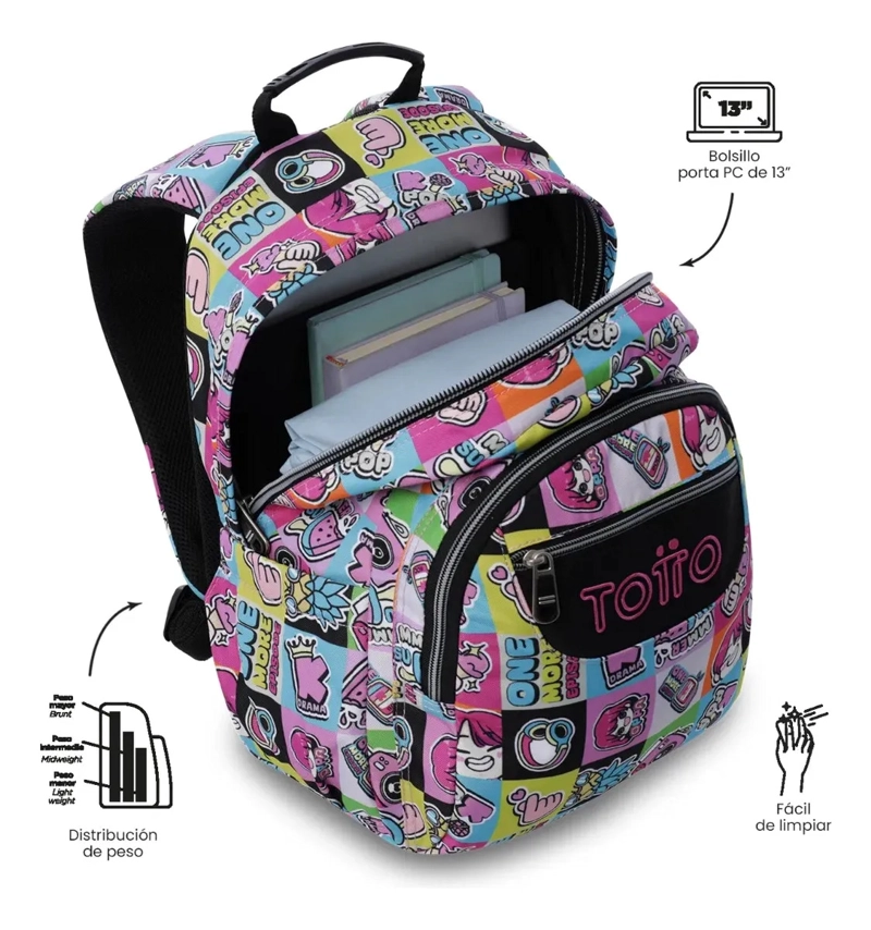 MOCHILA JUVENIL PORTA PC 13  GOMMAS ROSADO - 5