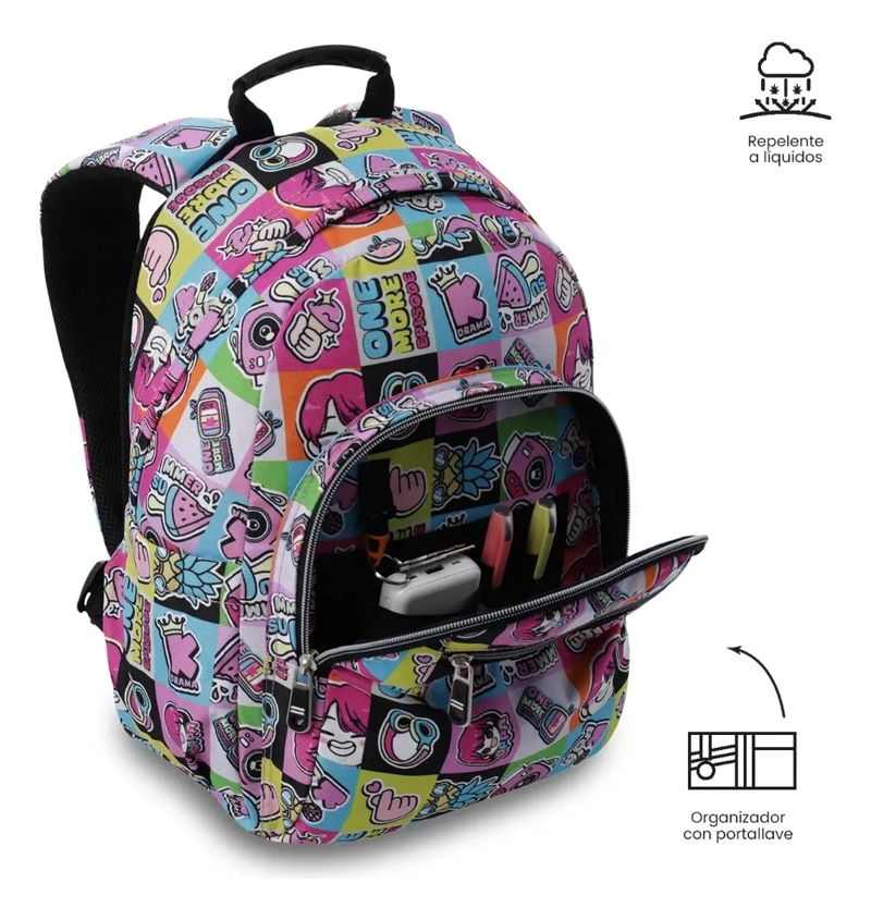 MOCHILA JUVENIL PORTA PC 13  GOMMAS ROSADO - 6