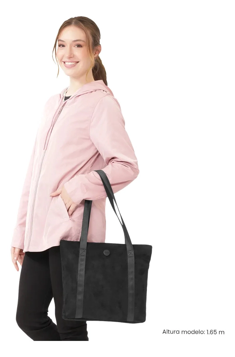 TOTE BAG PARA MUJER MIXI GAM EN GAMUZA MEDIANO NEGRO - 2