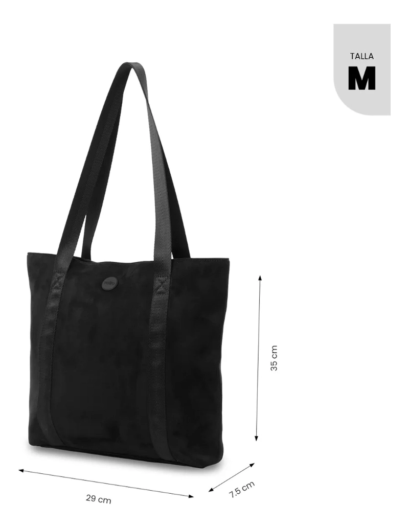 TOTE BAG PARA MUJER MIXI GAM EN GAMUZA MEDIANO NEGRO - 3
