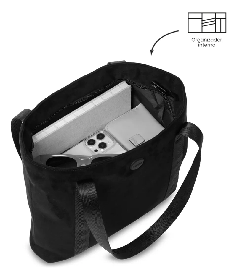 TOTE BAG PARA MUJER MIXI GAM EN GAMUZA MEDIANO NEGRO - 5