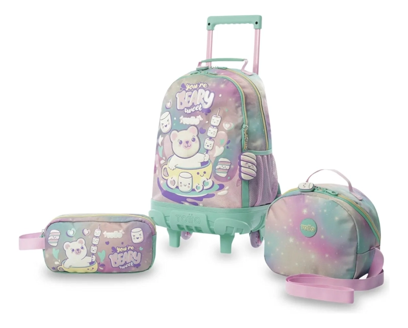 PACK ESCOLAR X3 MALETA RUEDAS+LONCHERA+MULTIUSO MELLOW GRIS - 1