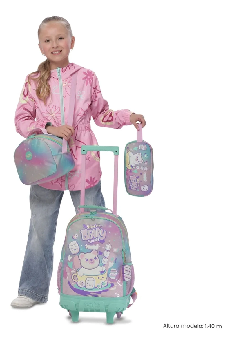 PACK ESCOLAR X3 MALETA RUEDAS+LONCHERA+MULTIUSO MELLOW GRIS - 2
