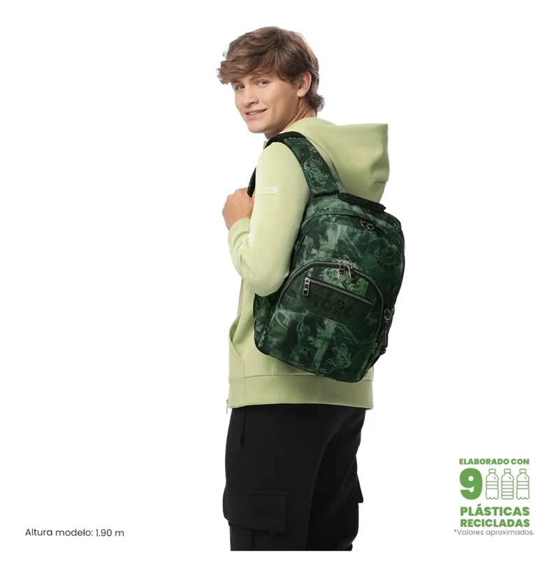 MOCHILA JUVENIL PORTA PC 13  GOMMAS VERDE - 2