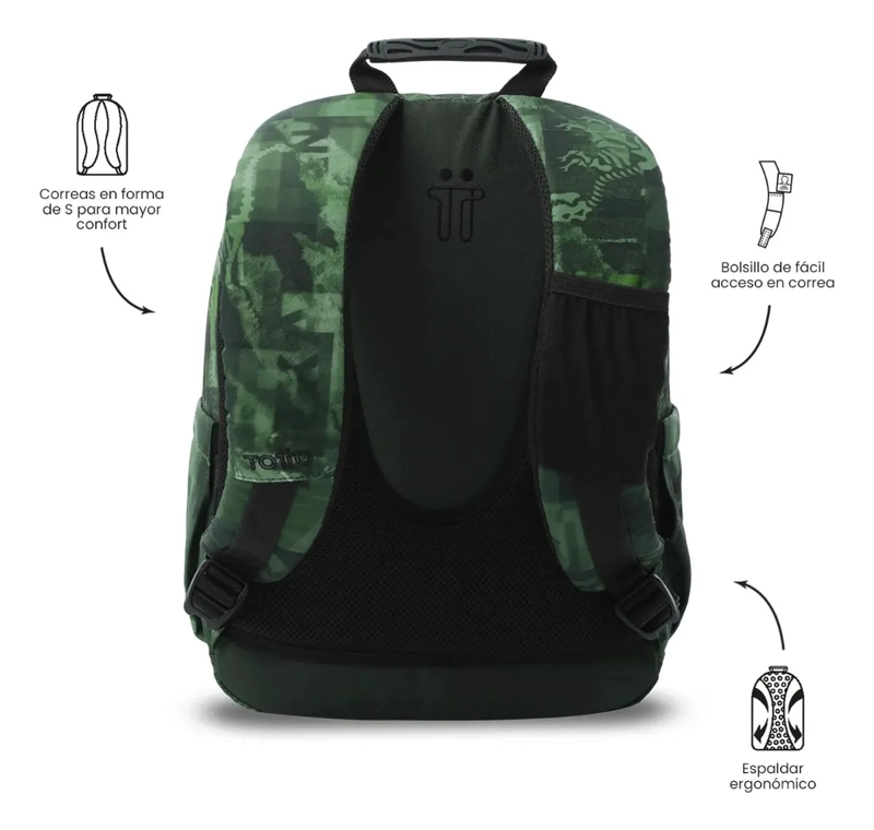 MOCHILA JUVENIL PORTA PC 13  GOMMAS VERDE - 4