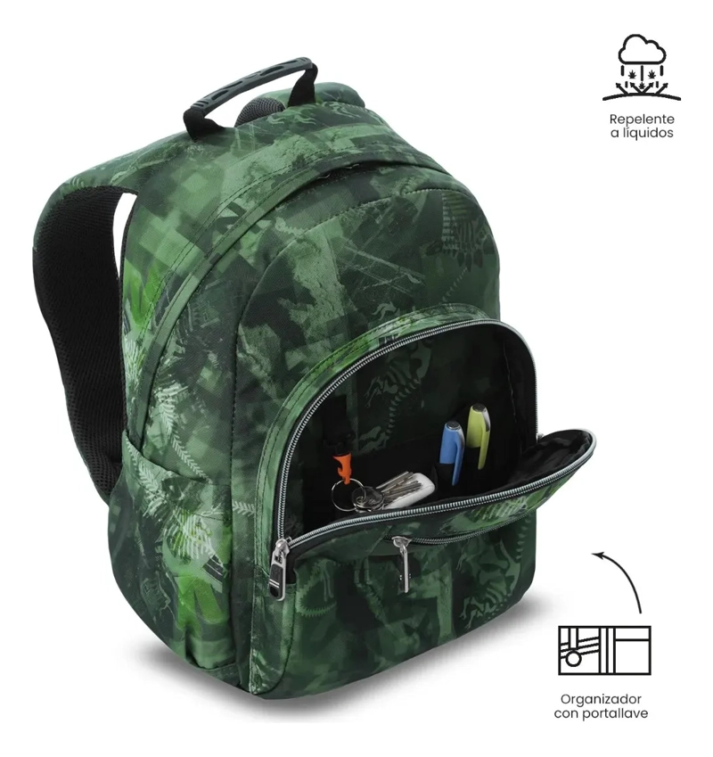 MOCHILA JUVENIL PORTA PC 13  GOMMAS VERDE - 6